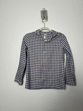 Hanna Andersson Shirt Blue Plaid Flannel Button Front Long Sleeve Top Size 10